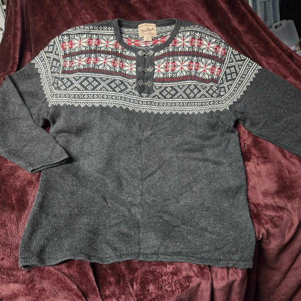Beautiful, Perfect Condition Woolrich Sweater with Detailed Metal Closures